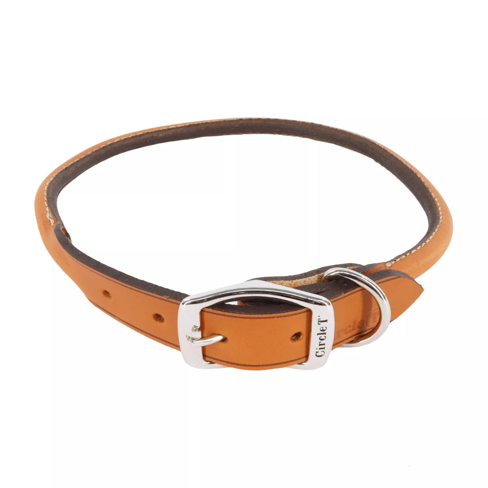 Circle T Tan Oak Tanned Rolled Leather Collar for Dogs FINAL SALE