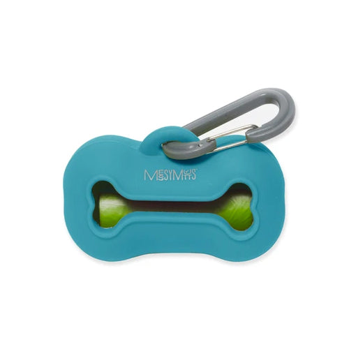 Messy Mutts Blue Silicone Waste Bag Holder with 15 Bags